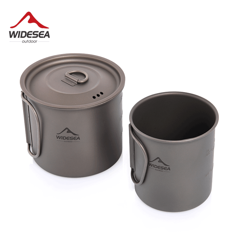 Camping Cooking Bundle - Widesea Camping-Becher Titan-Tasse Touristen-Geschirr Picknick-Utensilien Outdoor-Küchenausrüstung