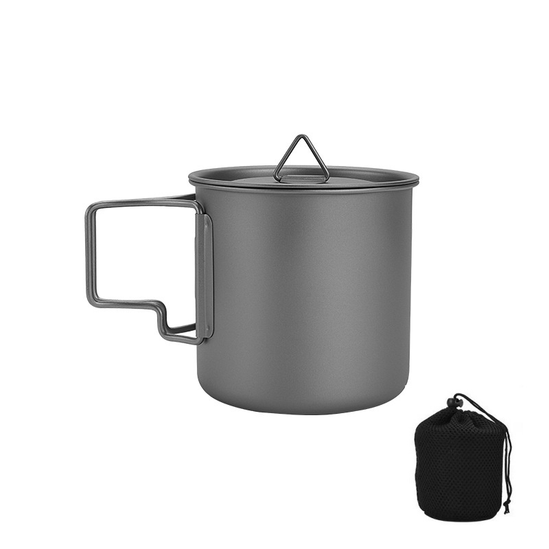 Camping Cooking Set With Bag - Titan-Campingbecher mit Klappgriff Leichter Tragbarer Outdoor-Becher