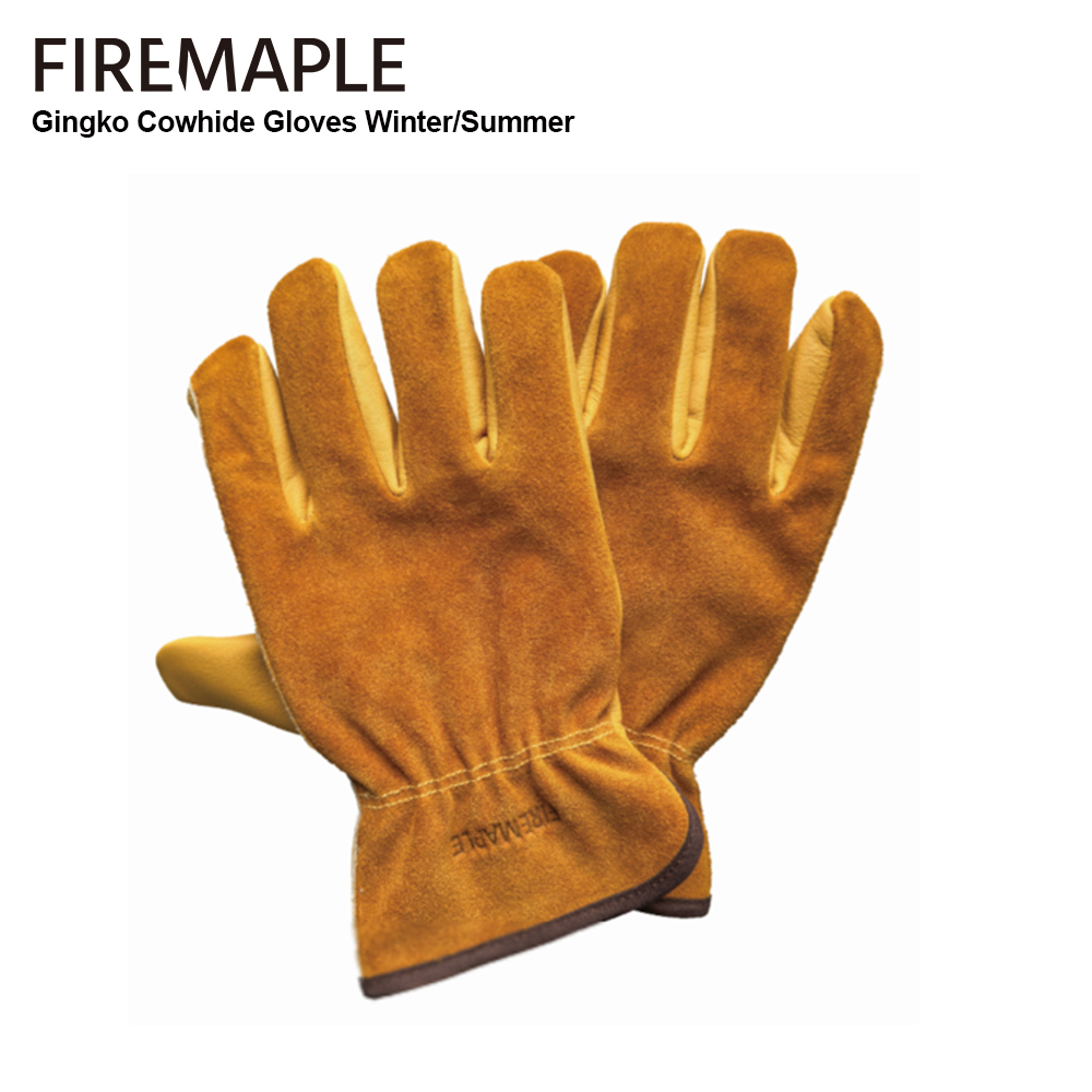 Camping Cooking Fire - Feuer-Ahorn Gingko Rindsleder Arbeits handschuhe feuer