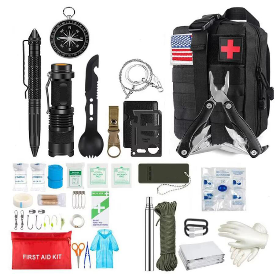 Camping Cooking Set With Bag - Survival Erste-Hilfe-Set Survival Komplettset Molle Outdoor-Ausrüstung