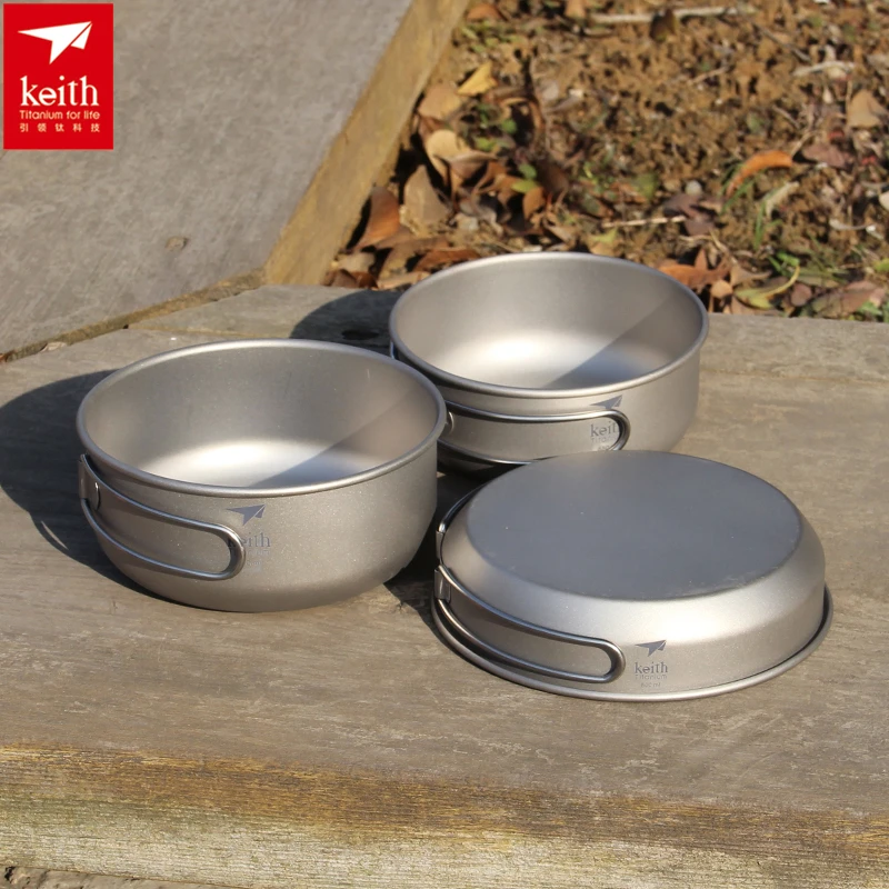 Camping Cooking Sets - Keith 3pcs Titan Kochgeschirr Pfannen Schalen