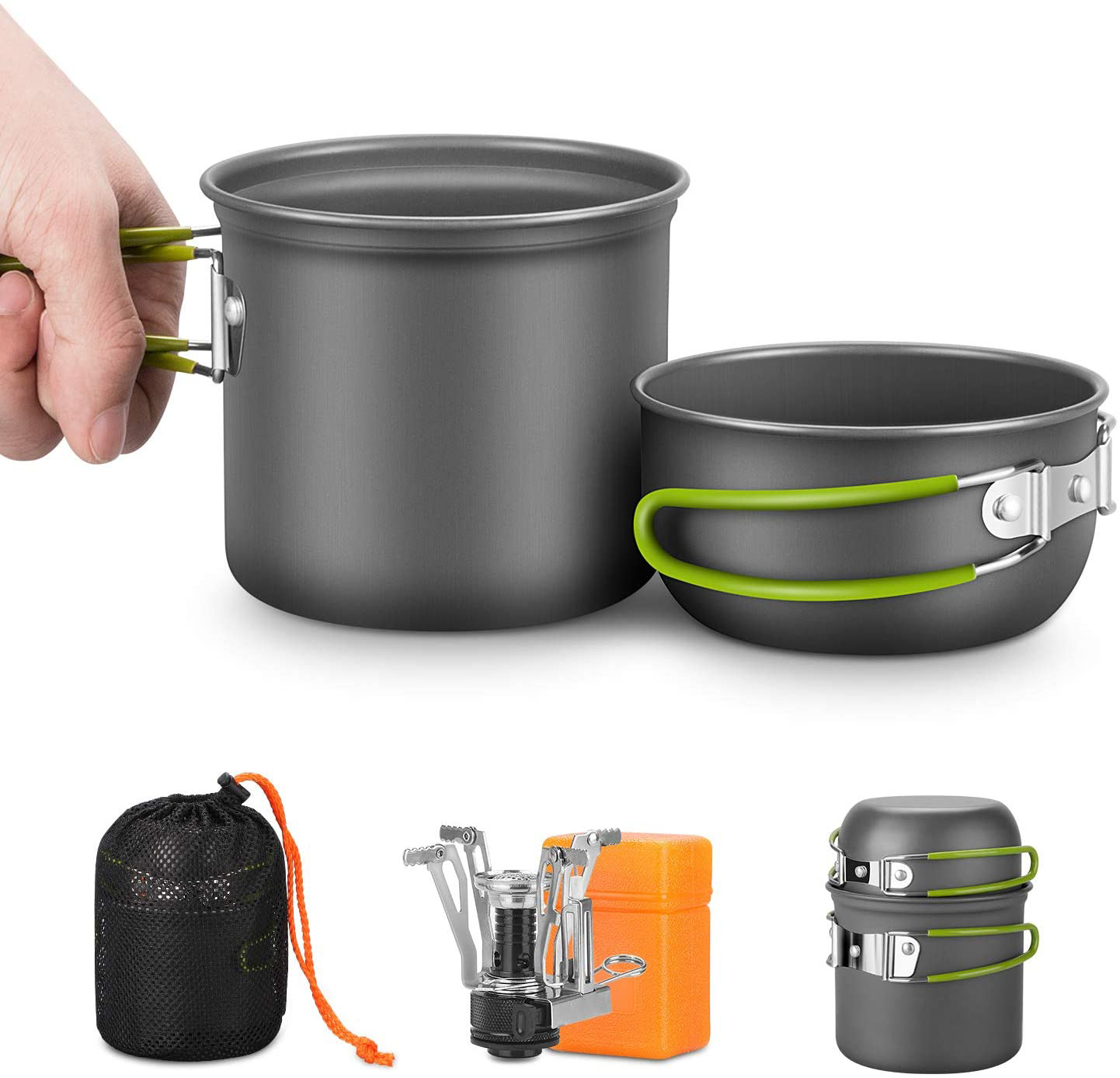 Camping Cooking Box Set - Camping-Kochgeschirr-Set mit Herd, Outdoor-Kochset mit Messer,