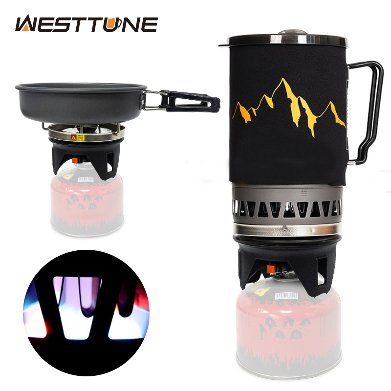 Camping Cooking System - WESTTUNE Outdoor-Kochsystem, Camping-Propan-Kochausrüstung mit Wärmetauscher, tragbarer
