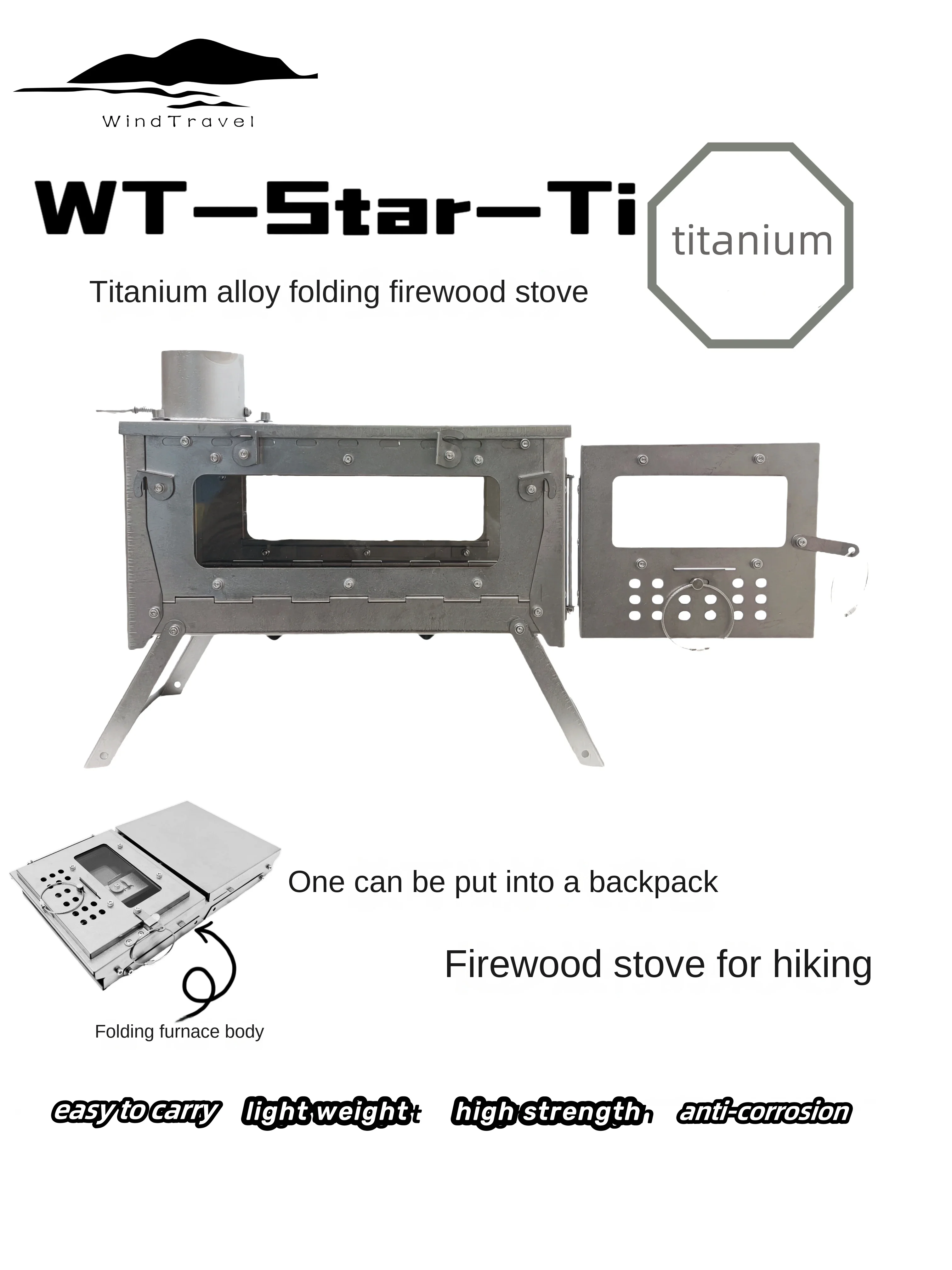 Camping Cooking Gazebo - WT Star Ti Klappbarer Brennholzofen aus