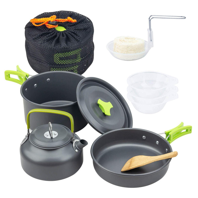 Camping Cooking Box Set - Outdoor Camping Kochgeschirr Kit Aluminium Kochtöpfe
