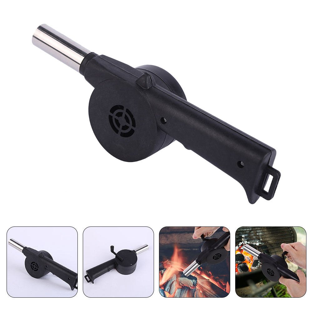 Camping Cooking Fire - Manueller Gebläse-Ventilator Schwarz mit Handkurbel für