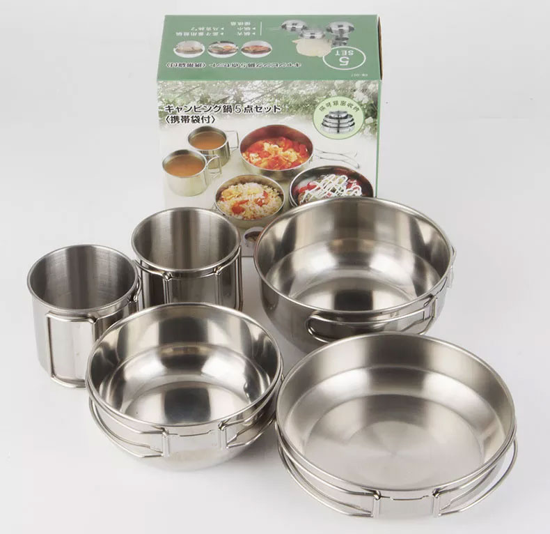 Faltbare 5-teilige Tassen- und – Camping Cooking Box Set Bewertung und Preis