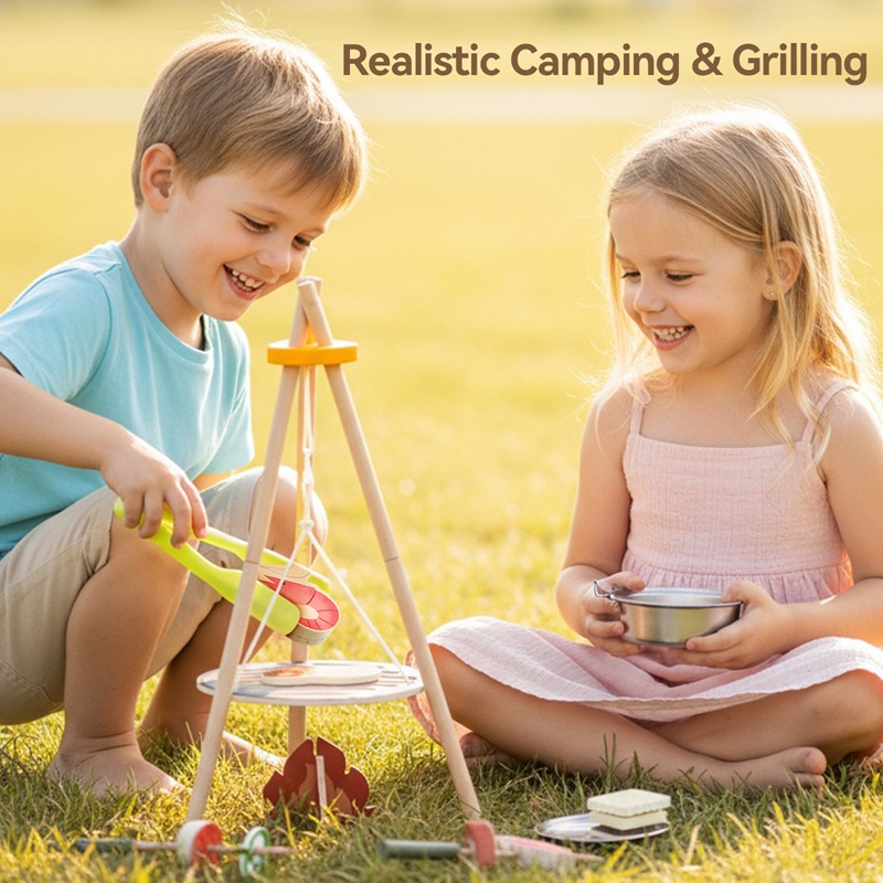 Holz-Camping-Grill-Spielset fü – Camping Cooking Kids Bewertung und Preis